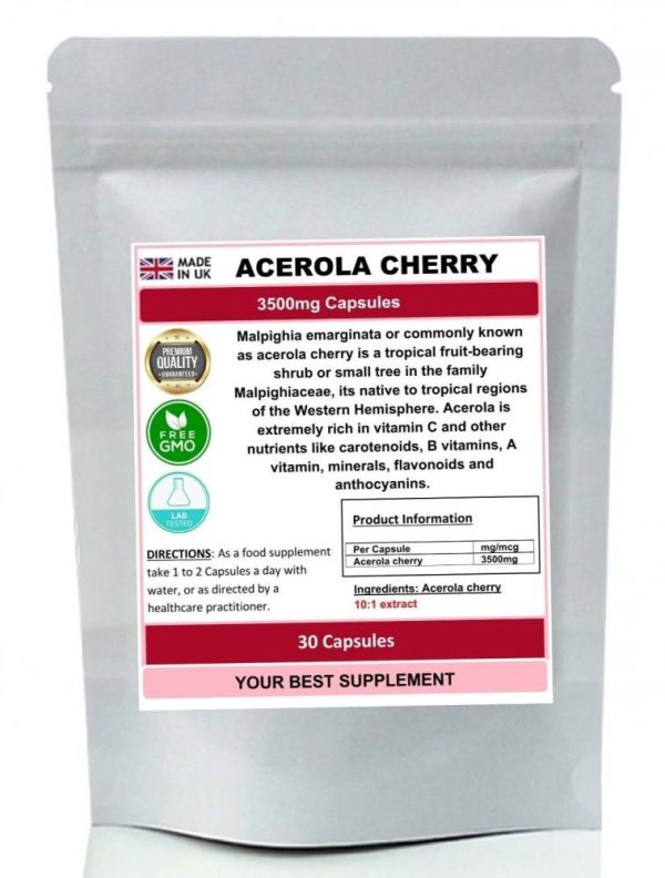 Acerola cherry Extract Capsules 3500mg (Super Antioxidant) Pure, No Additives