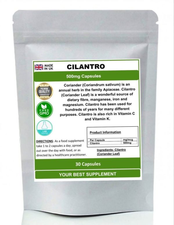 Cilantro (Coriander Leaf) 500mg Capsules (No fillers No additives) 100% natural
